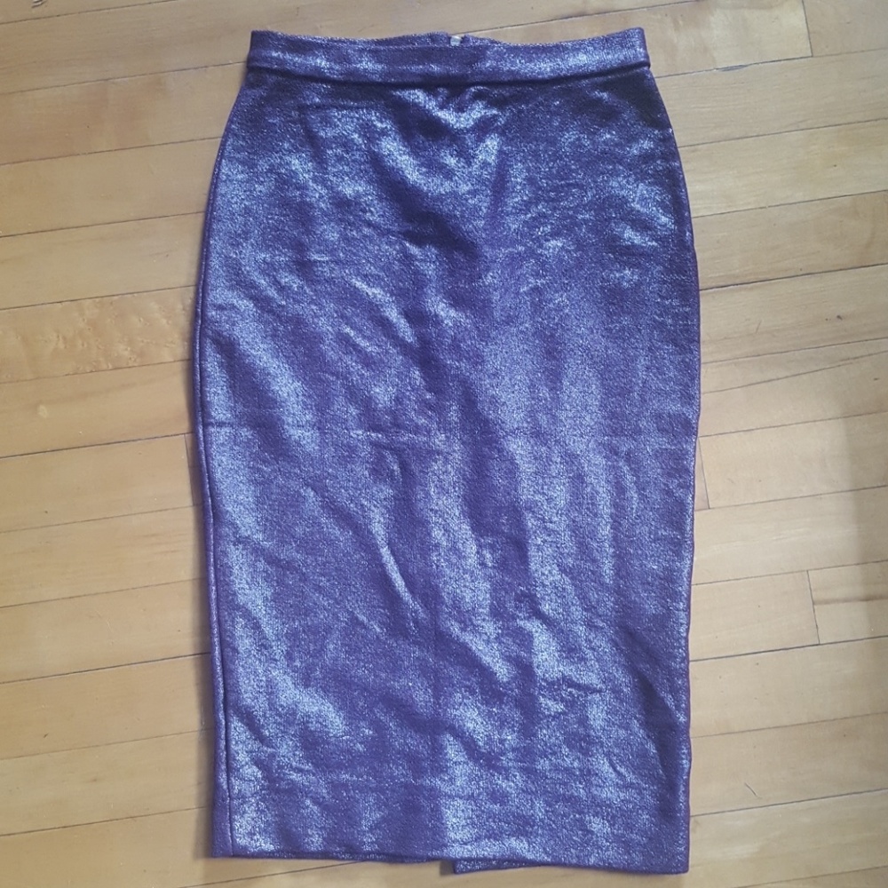 Zara shimmer purple pencil skirt
